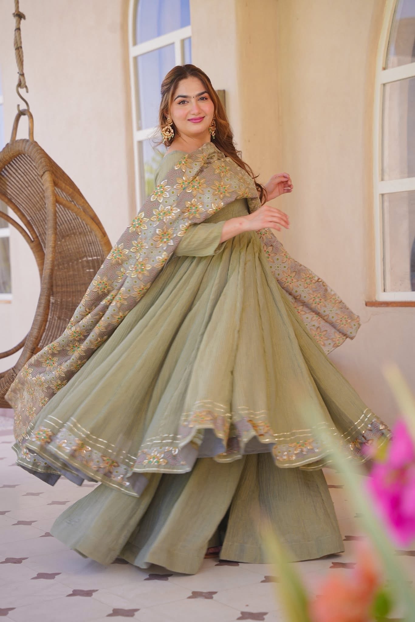 IRAANSHI COSMOS ANARKALI SUIT SET