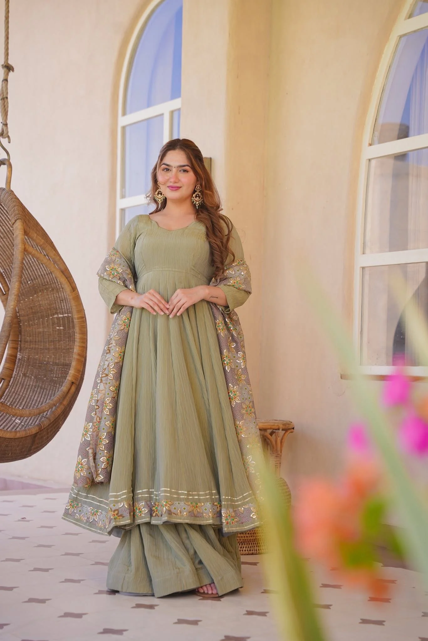 IRAANSHI COSMOS ANARKALI SUIT SET
