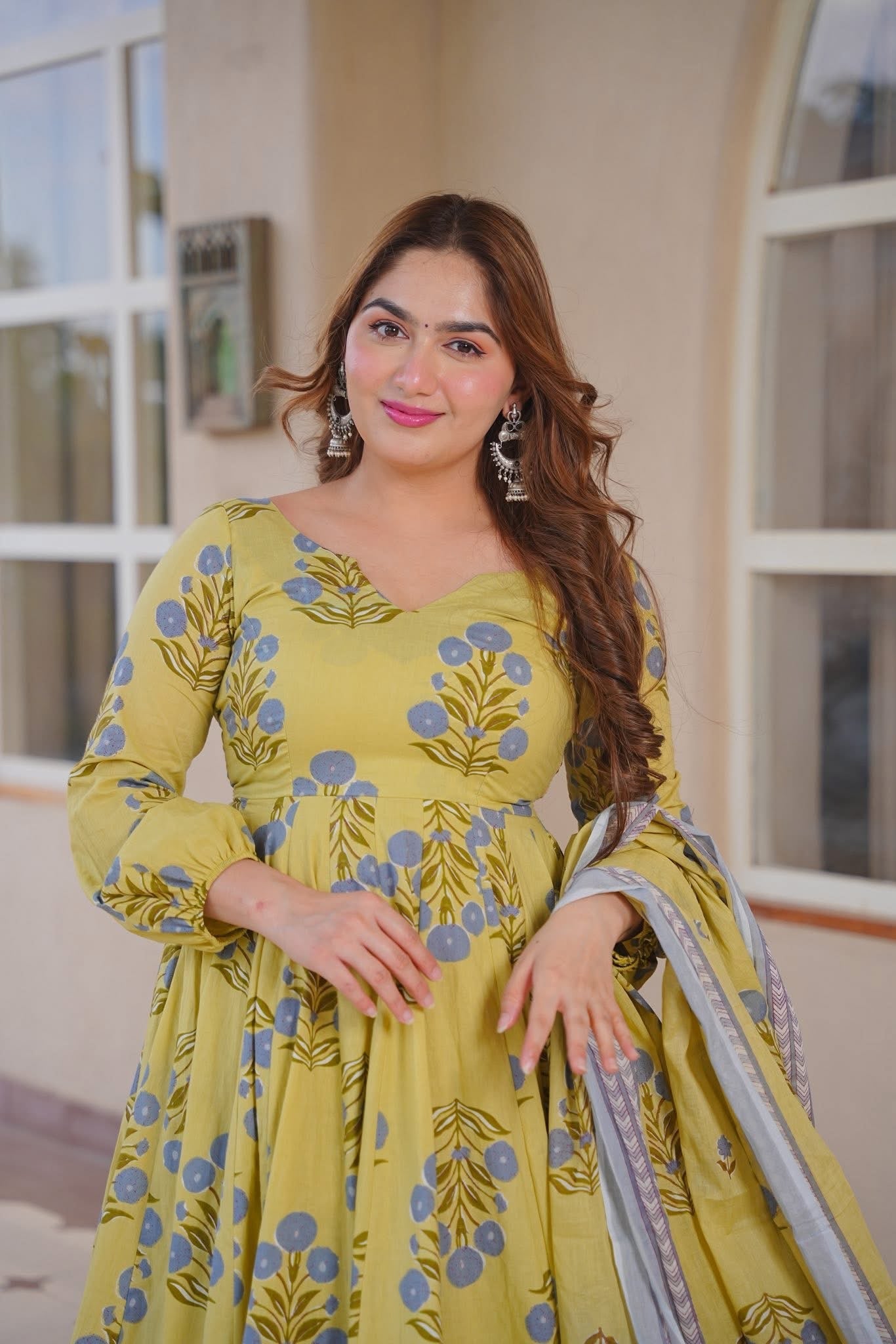 FARYAL PRINTED COTTON ANARKALI SUIT SET