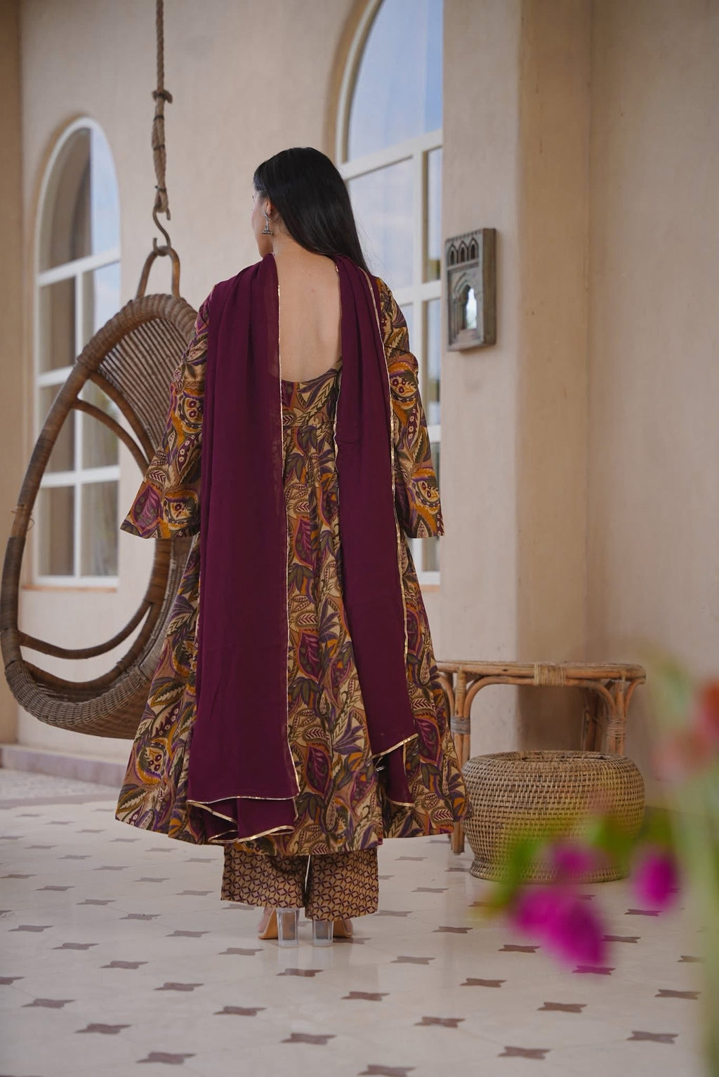 ELISHA PRINTED COTTON ANARKALI SUIT SET