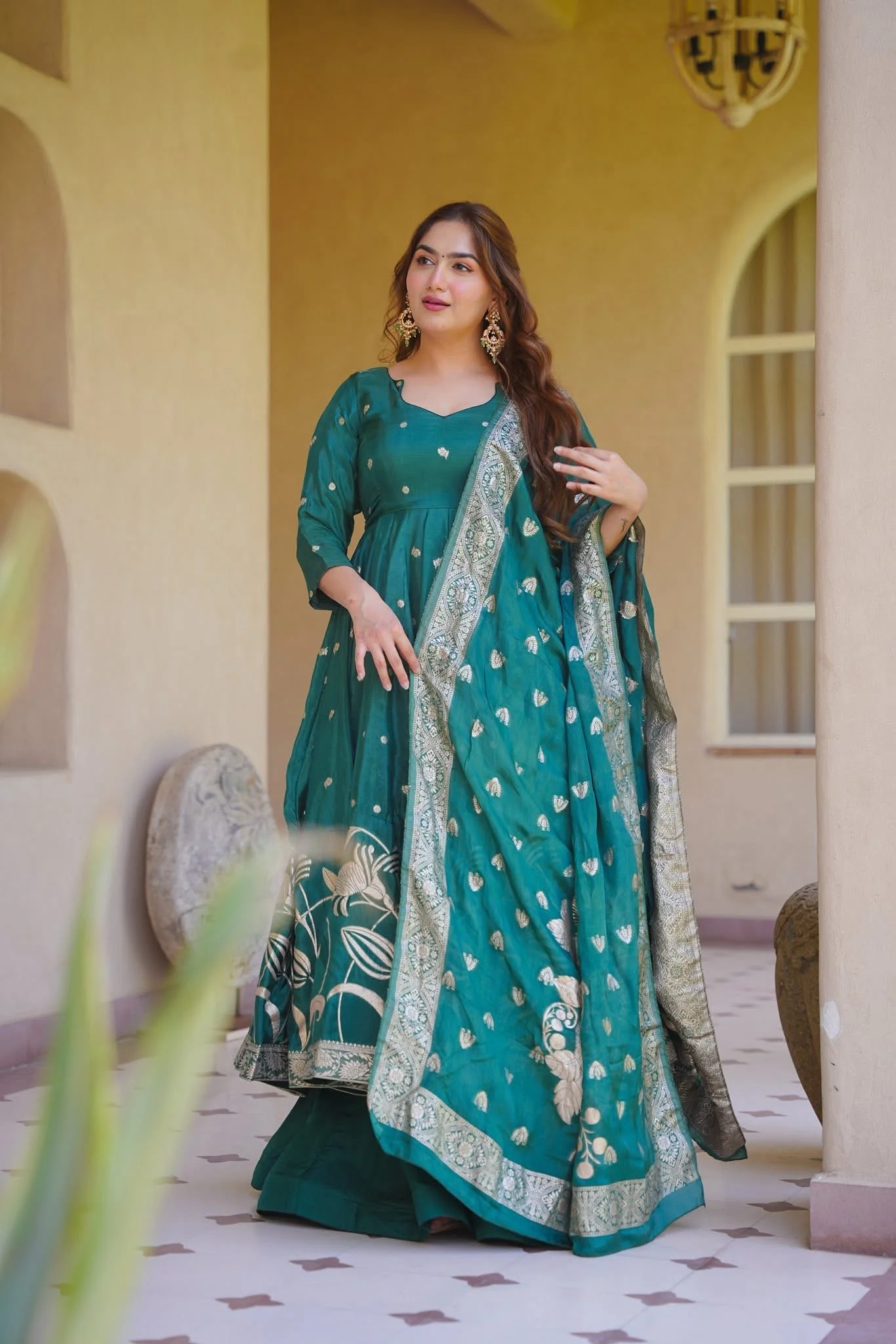 NAAZ ROYALE SILK ANARKALI SUIT SET