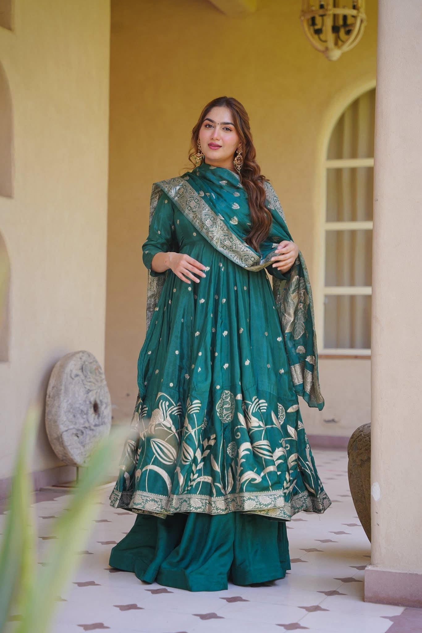 NAAZ ROYALE SILK ANARKALI SUIT SET
