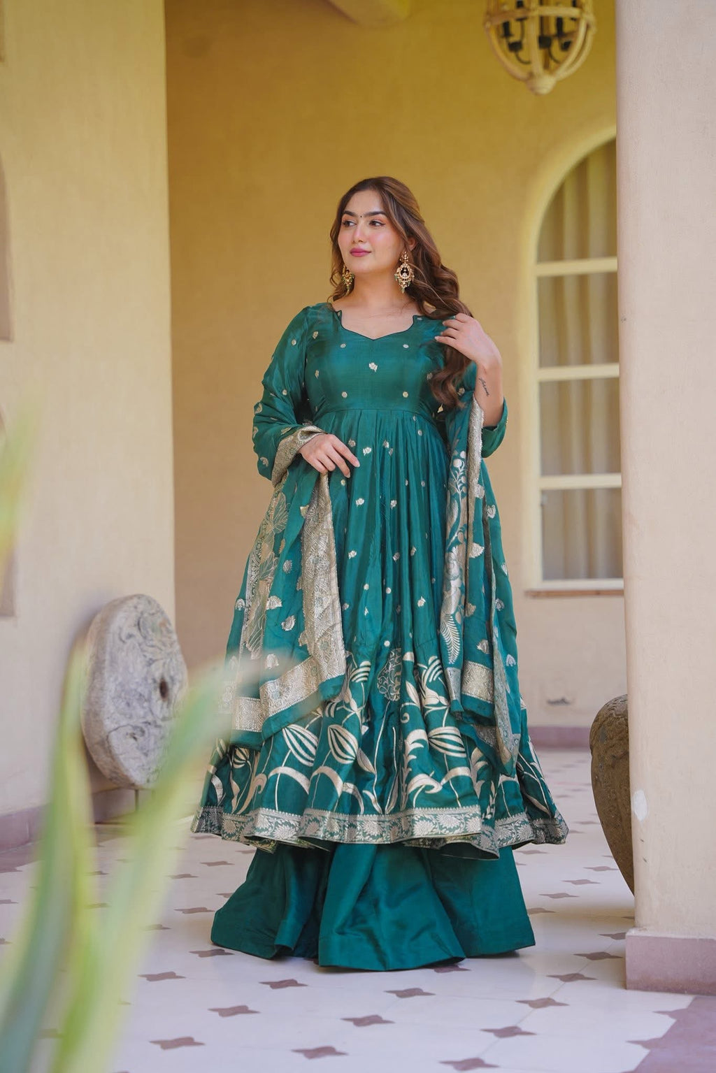 NAAZ ROYALE SILK ANARKALI SUIT SET