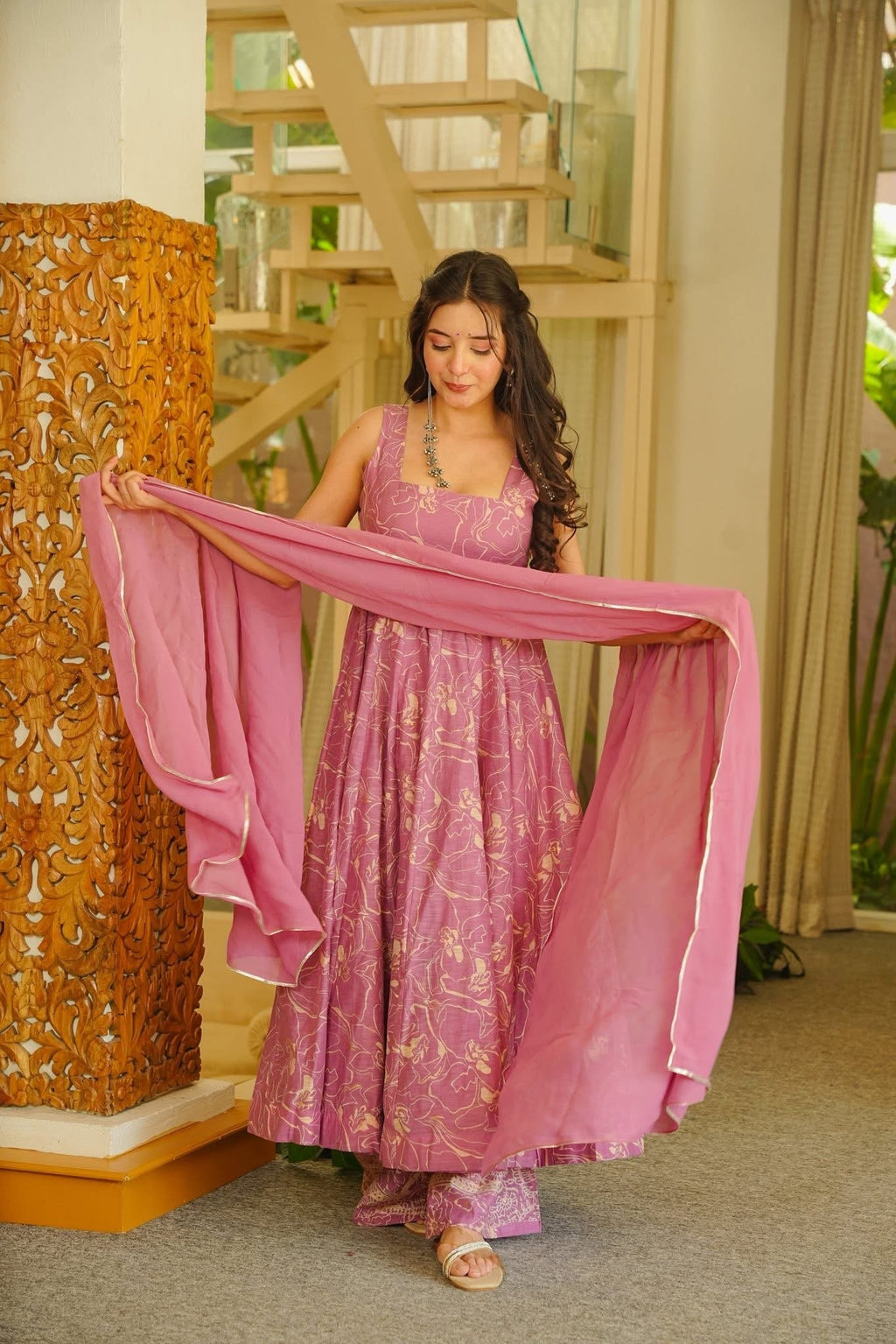 NAIMISHA COTTON ANARKALI SUIT SET