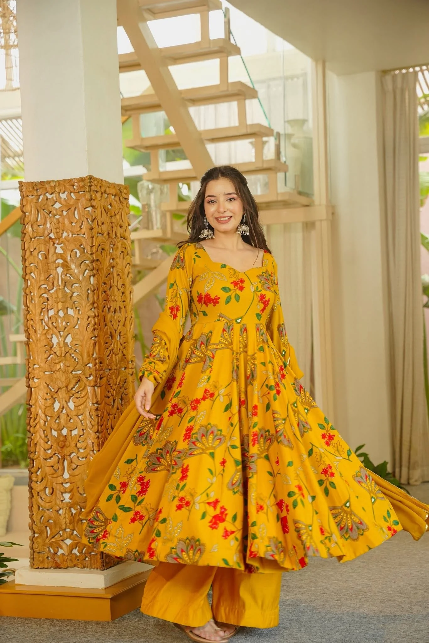 IKSHITA MUSTARD ANARKALI SUIT SET
