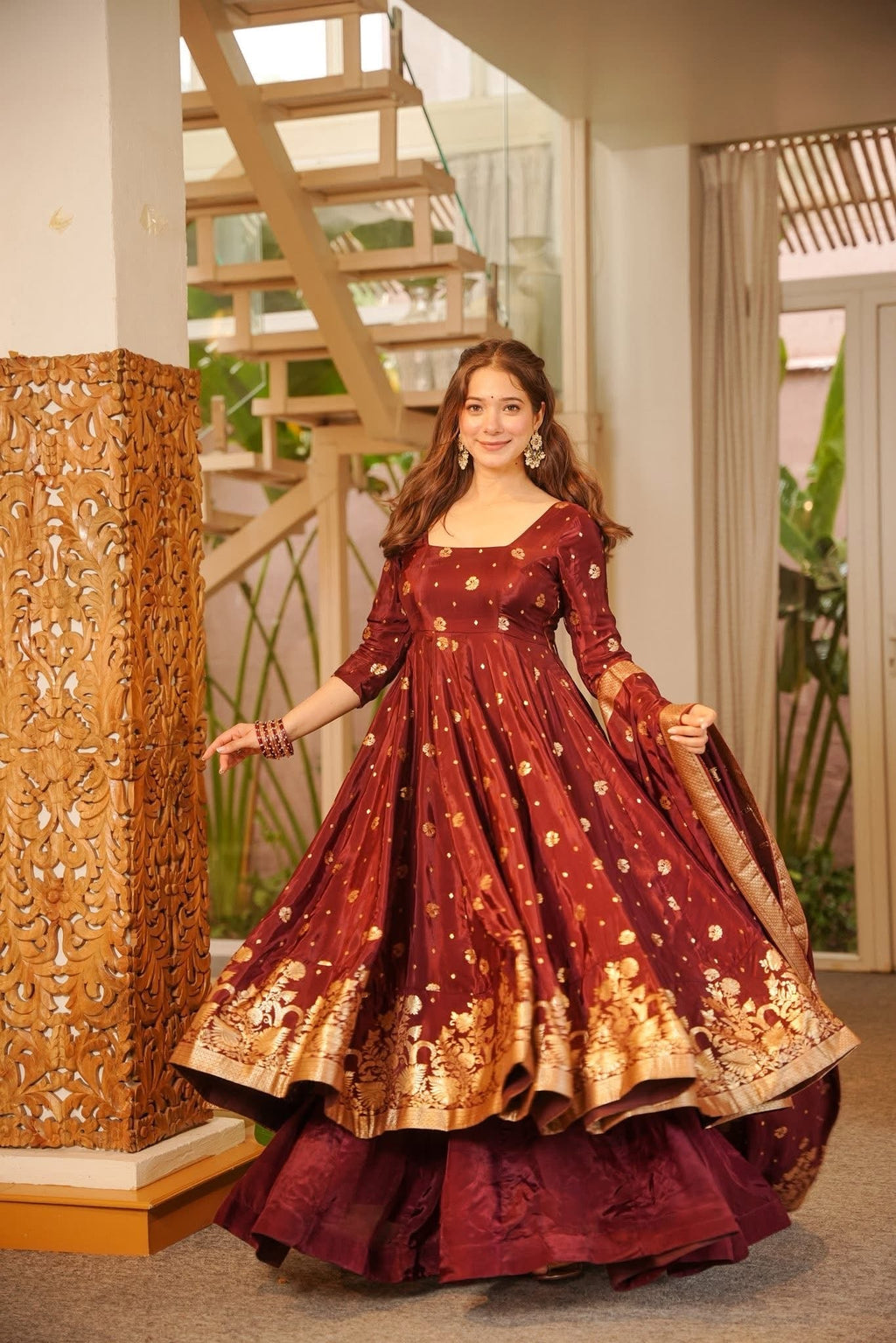 ZIVAH SILK ANARKALI SUIT SET WITH DUPATTA