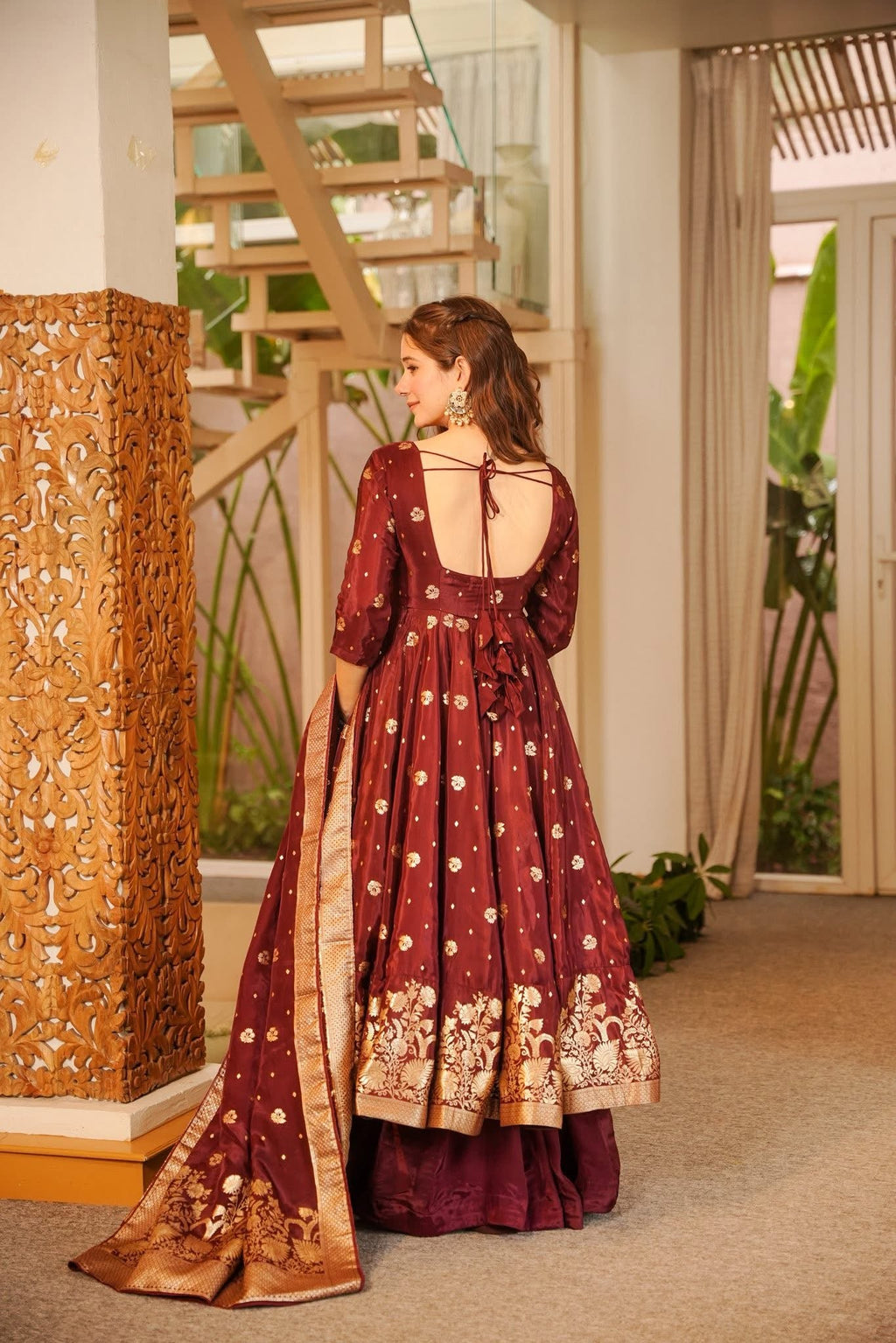 ZIVAH SILK ANARKALI SUIT SET WITH DUPATTA