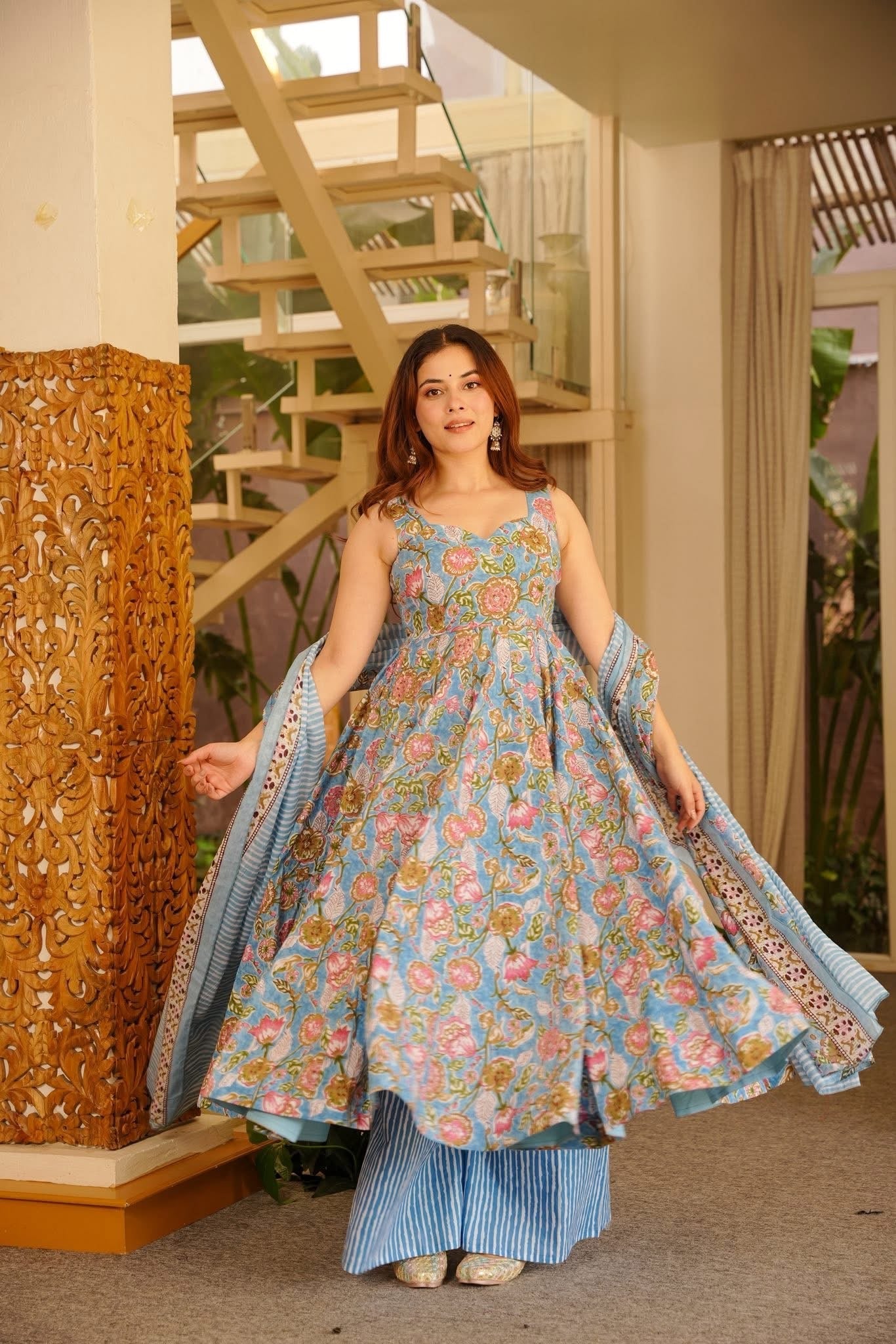PREET COTTON ANARKALI SUIT SET