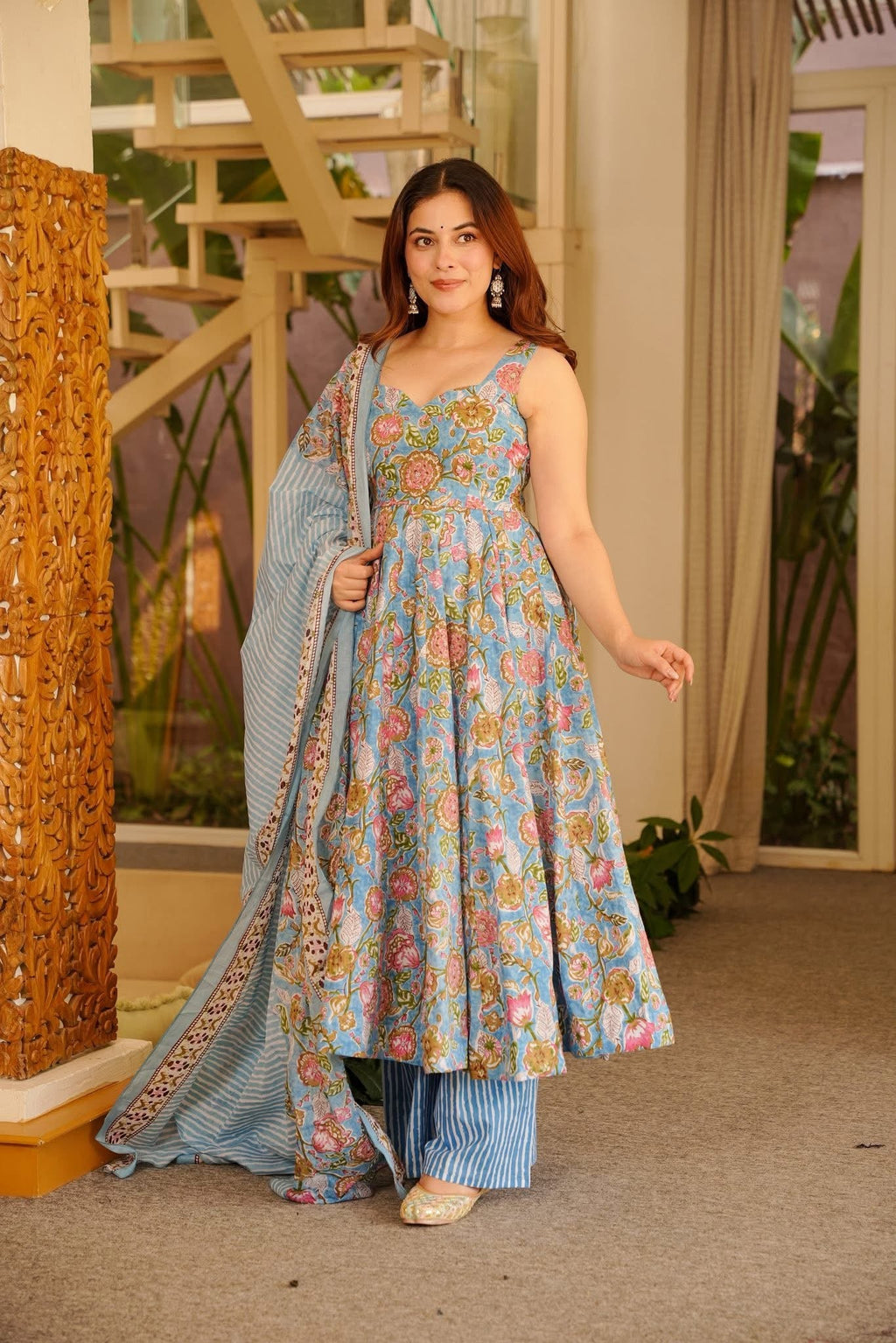 PREET COTTON ANARKALI SUIT SET