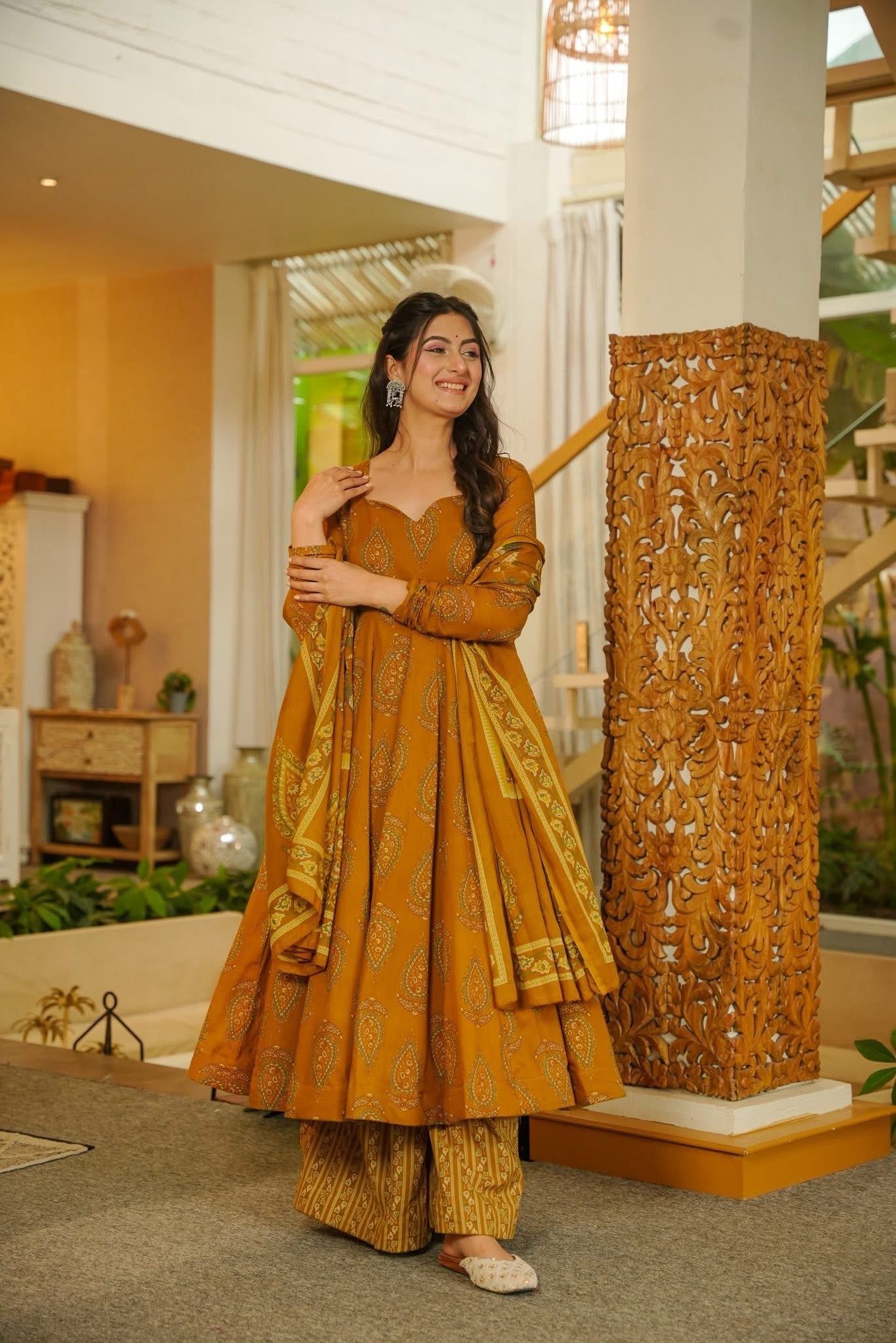 SANYUKTA COTTON ANARKALI SUIT SET