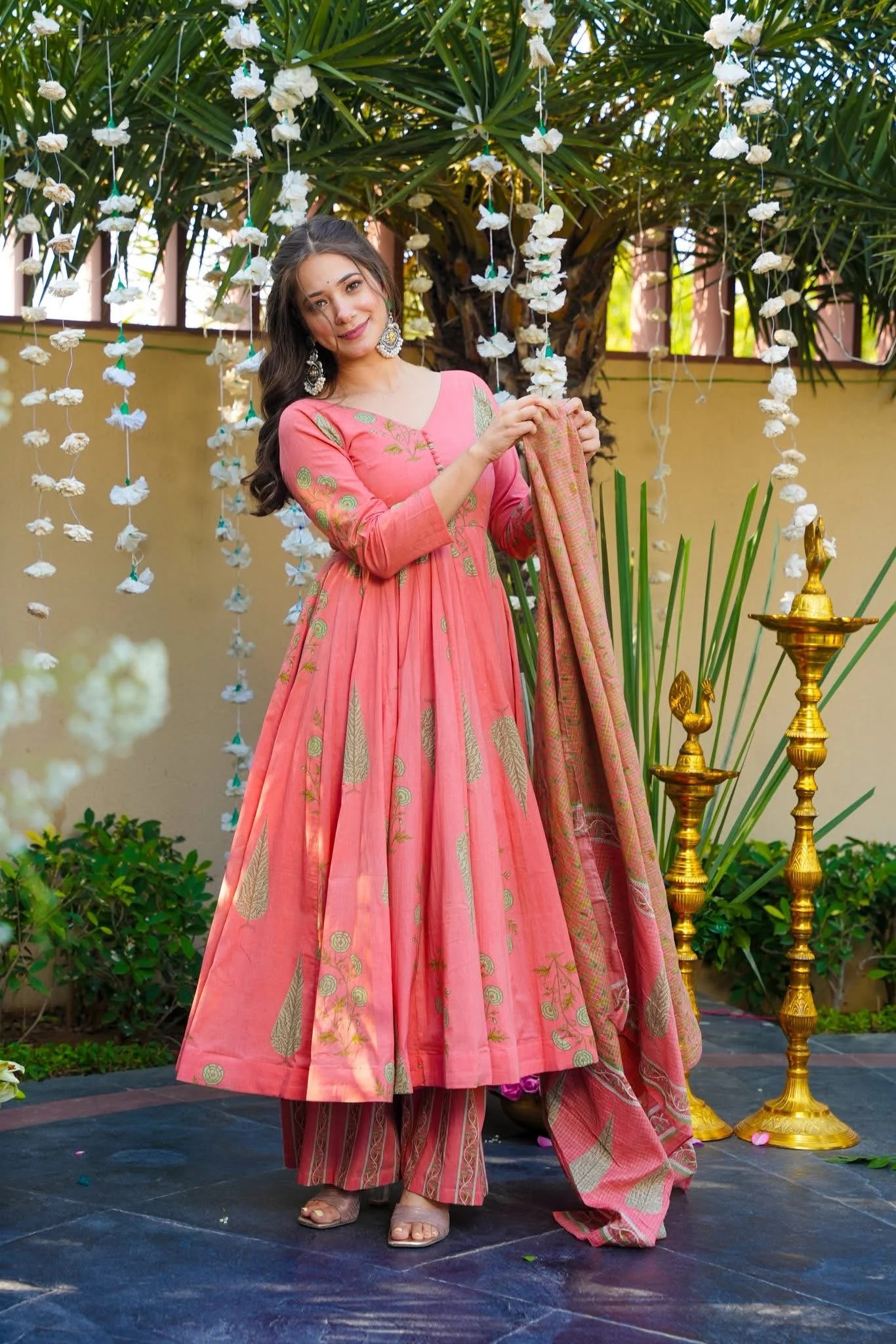 FLORYN COTTON ANARKALI SUIT SET