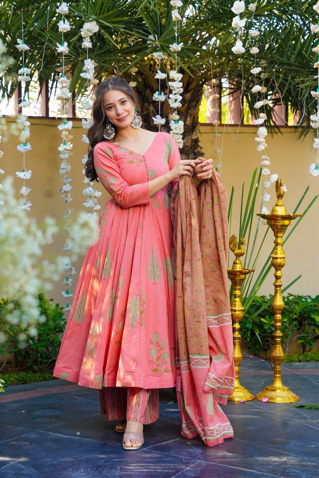 FLORYN COTTON ANARKALI SUIT SET