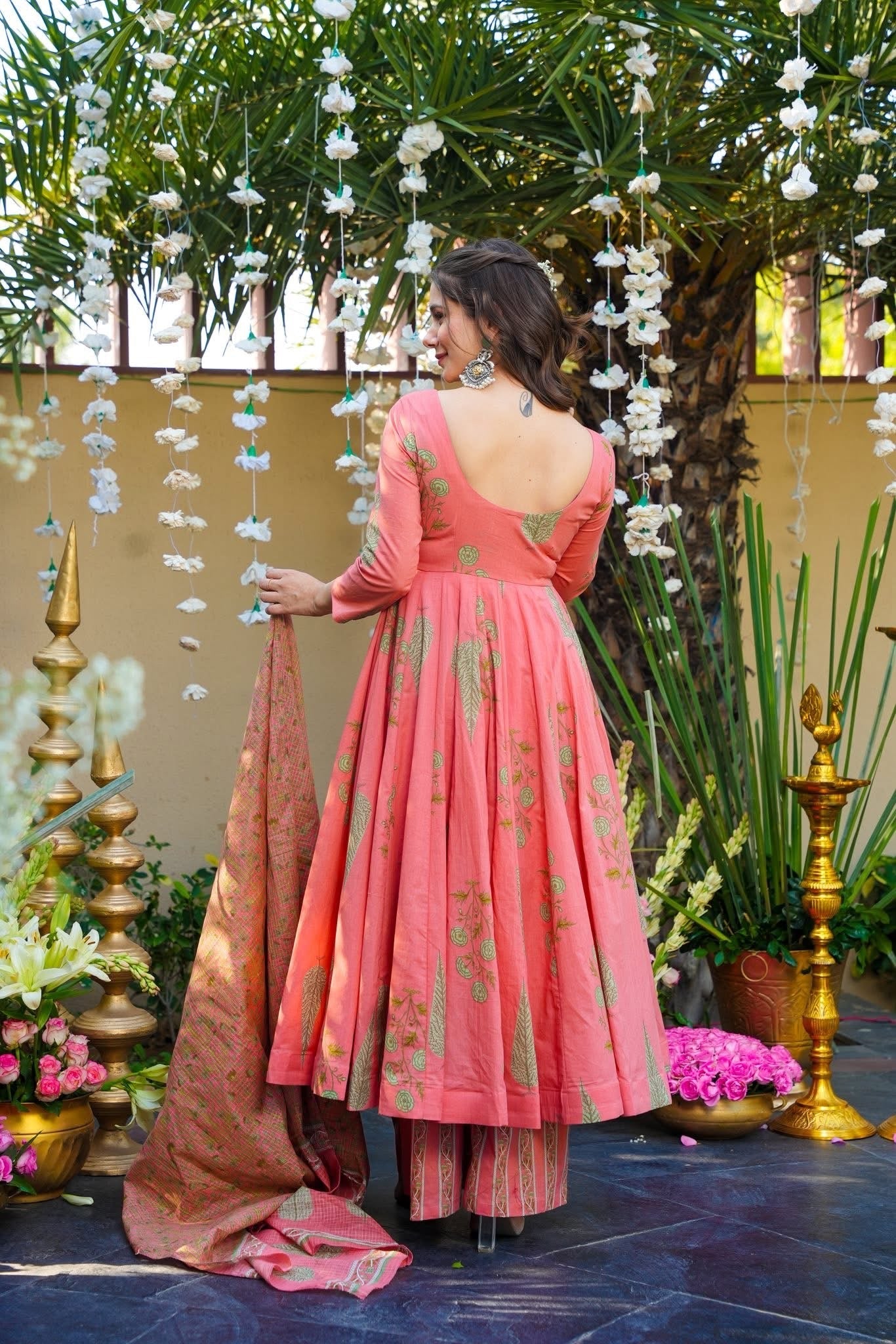 FLORYN COTTON ANARKALI SUIT SET