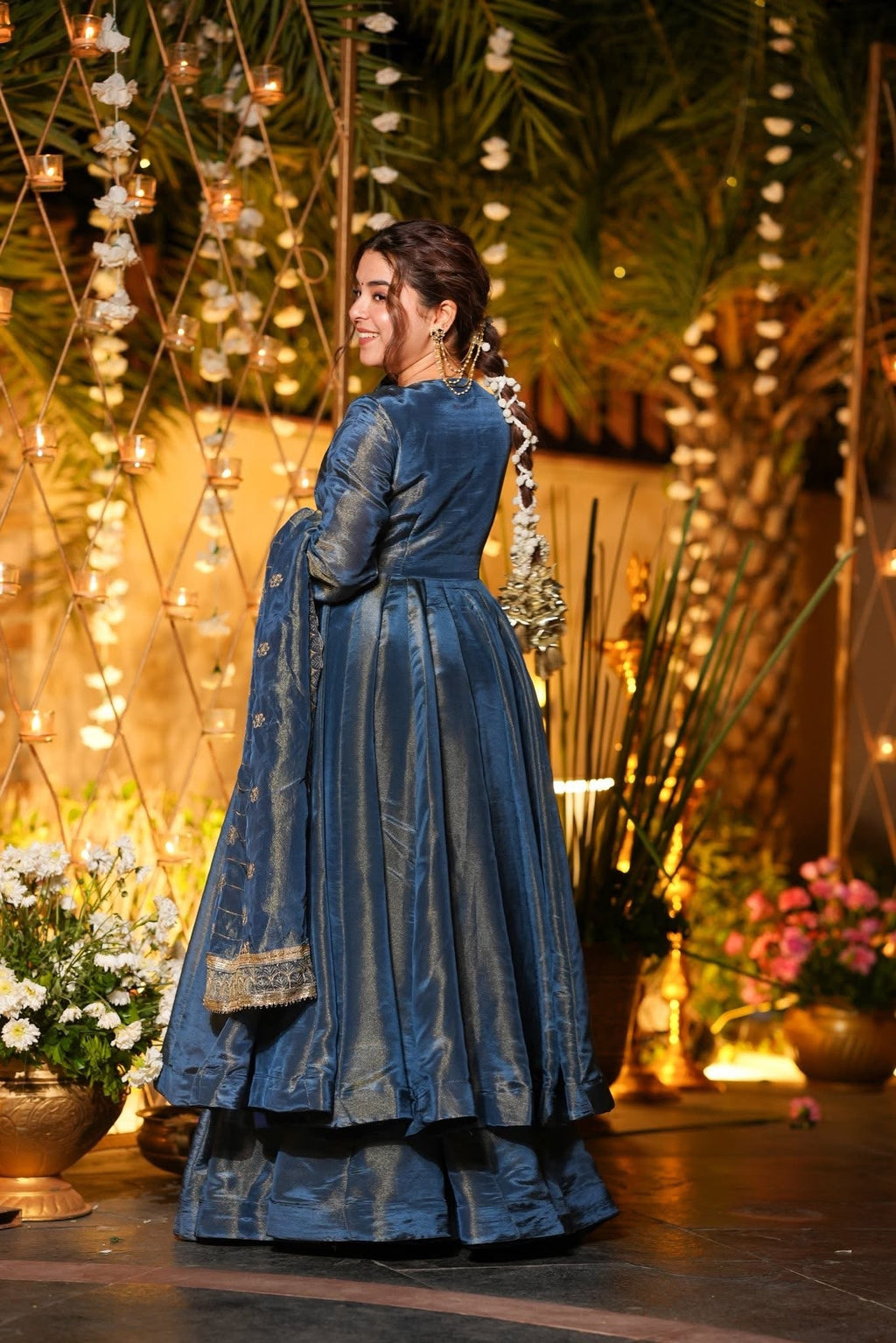 STARFALL BLUE WEDDING WEAR ANARKALI SUIT SET
