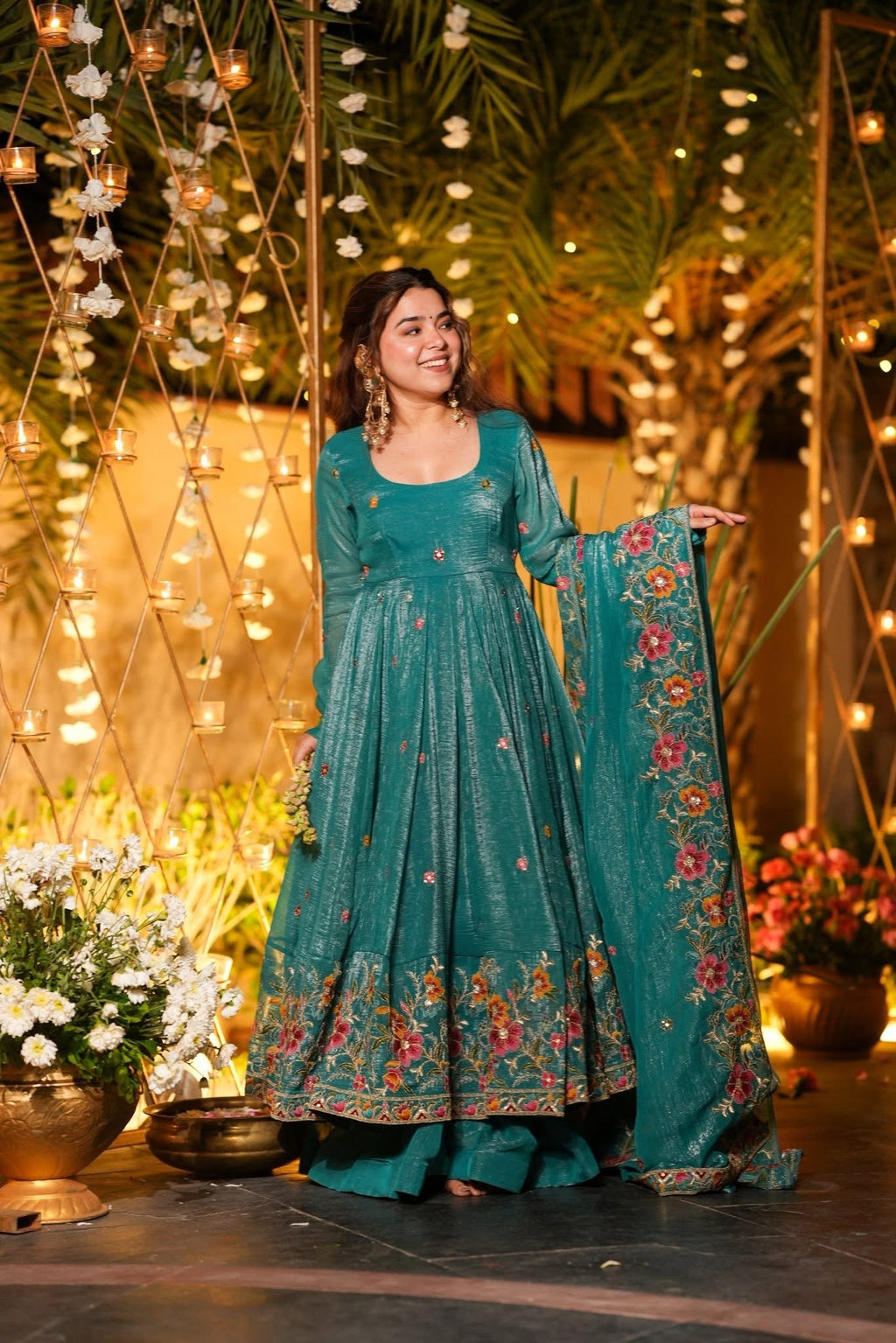 SAMHITA BLOOMWEAVE SILK ANARKALI SUIT SET