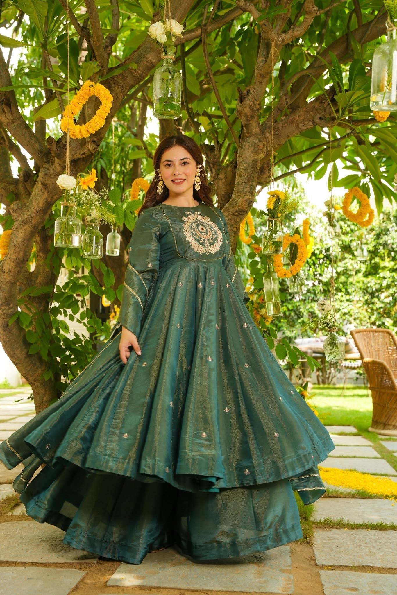 RAMORA FLARED SLEEVES ANARKALI SUIT SET