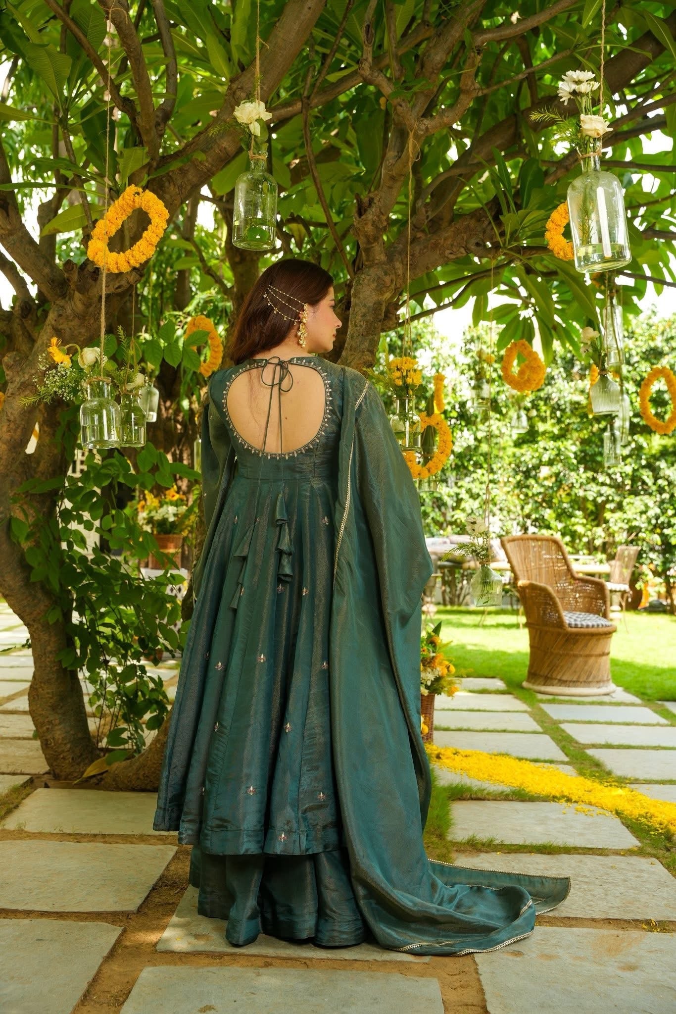RAMORA FLARED SLEEVES ANARKALI SUIT SET