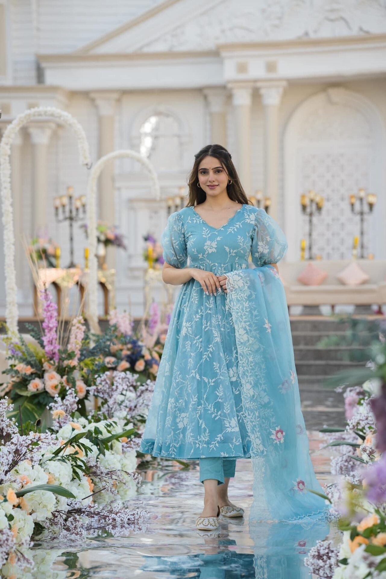 AKAYDA BLUE ORGANZA SUIT SET