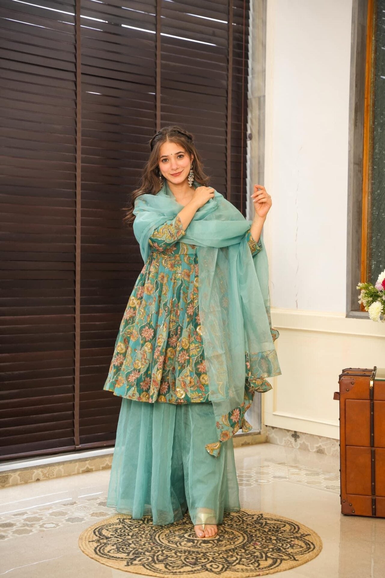 AAKRUTHI EMBROIDERED ORGANZA SUIT SET