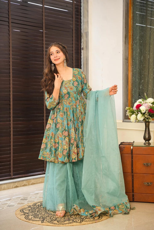 AAKRUTHI EMBROIDERED ORGANZA SUIT SET
