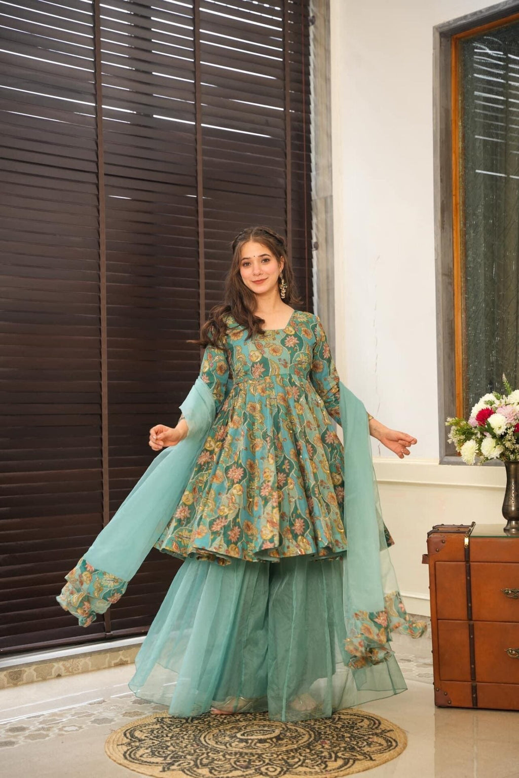 AAKRUTHI EMBROIDERED ORGANZA SUIT SET