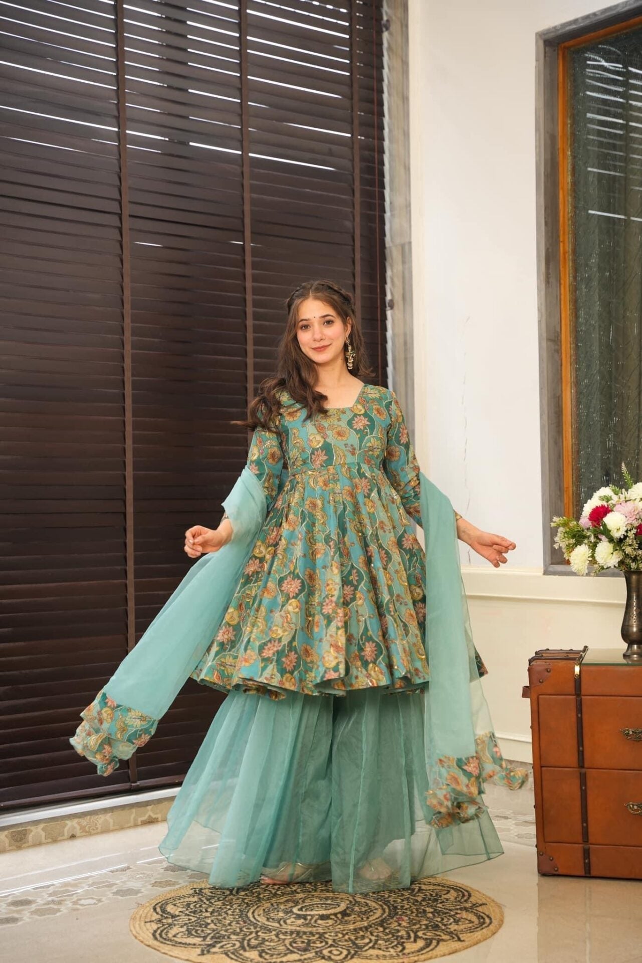 AAKRUTHI EMBROIDERED ORGANZA SUIT SET