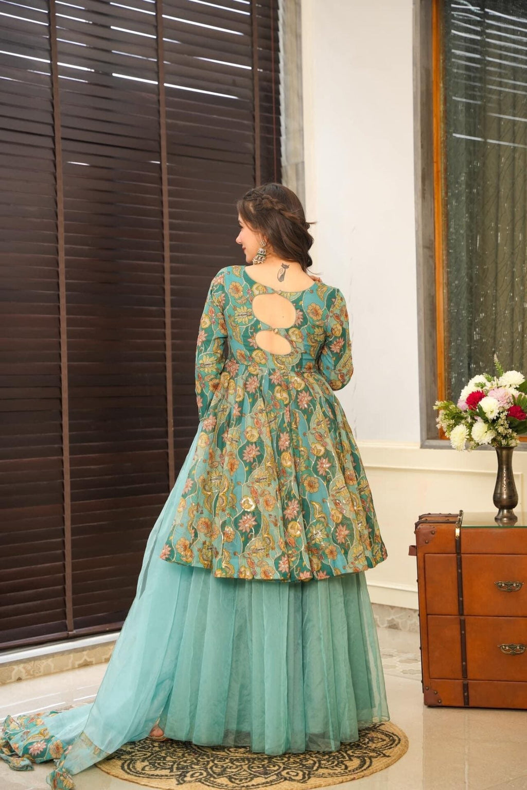 AAKRUTHI EMBROIDERED ORGANZA SUIT SET