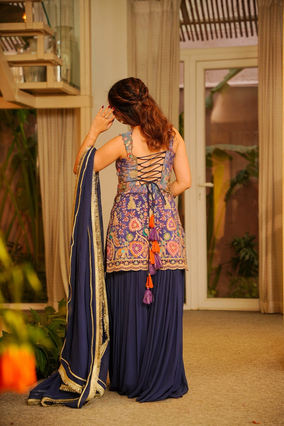 Janya Purple Heavy Embroidered Sharara Set