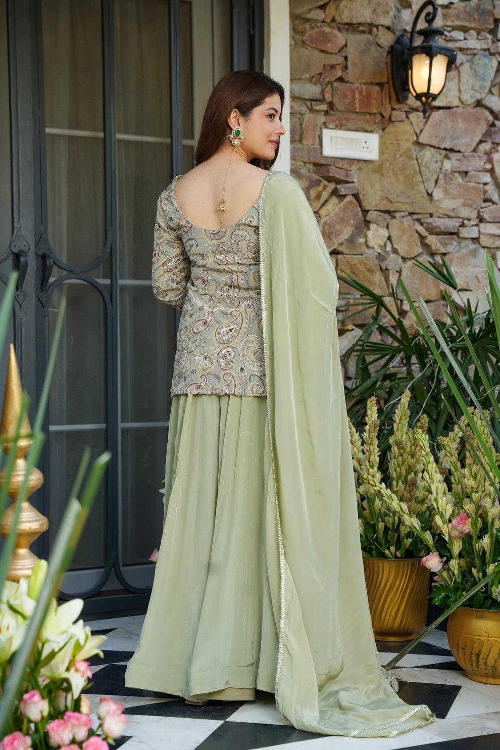 Shine Whisper Embellished Sharara Set