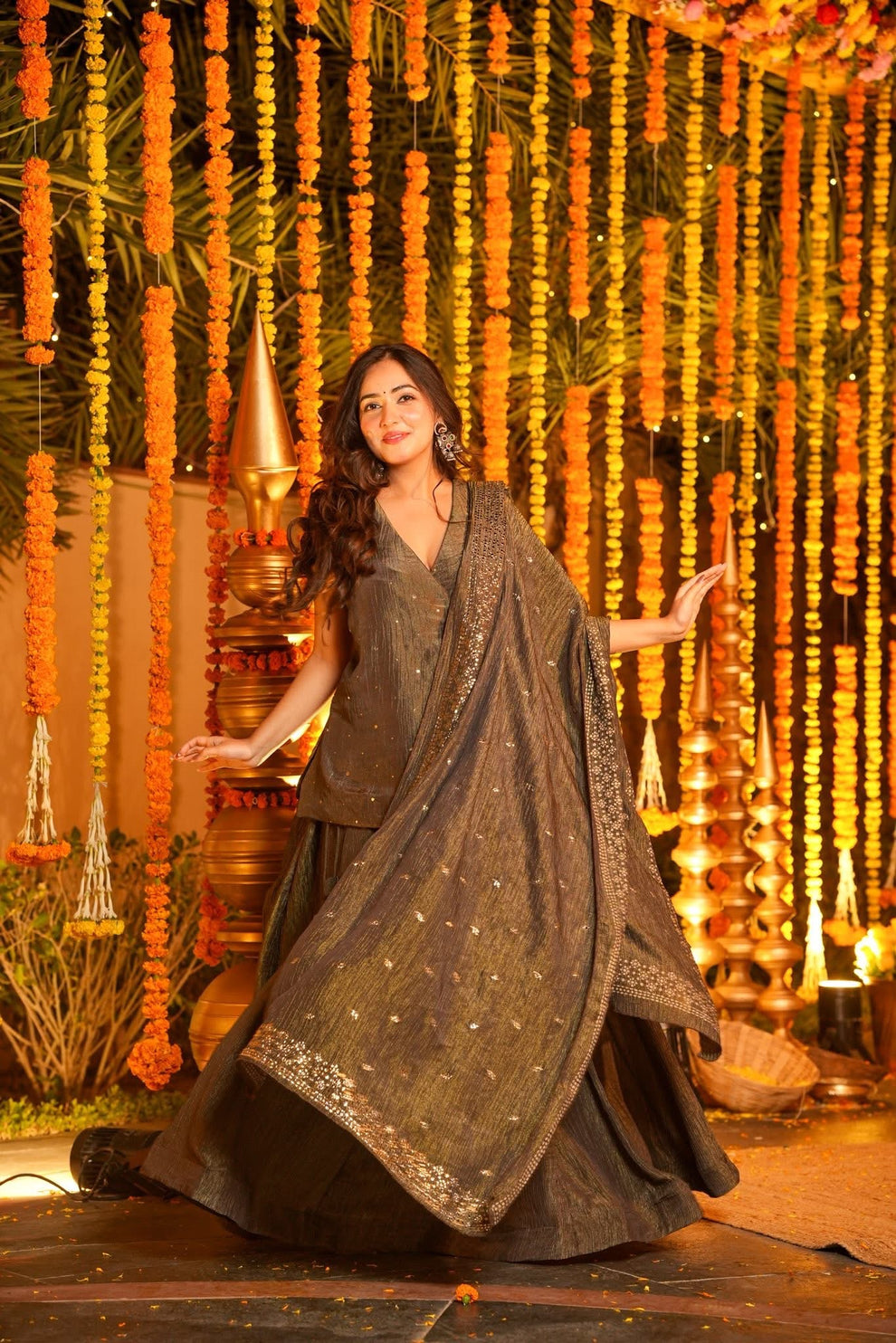 Earthy Crushed Cosmos Angarakha Kurta Set