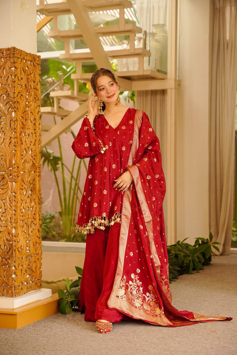 Suvarna Red Sharara Set