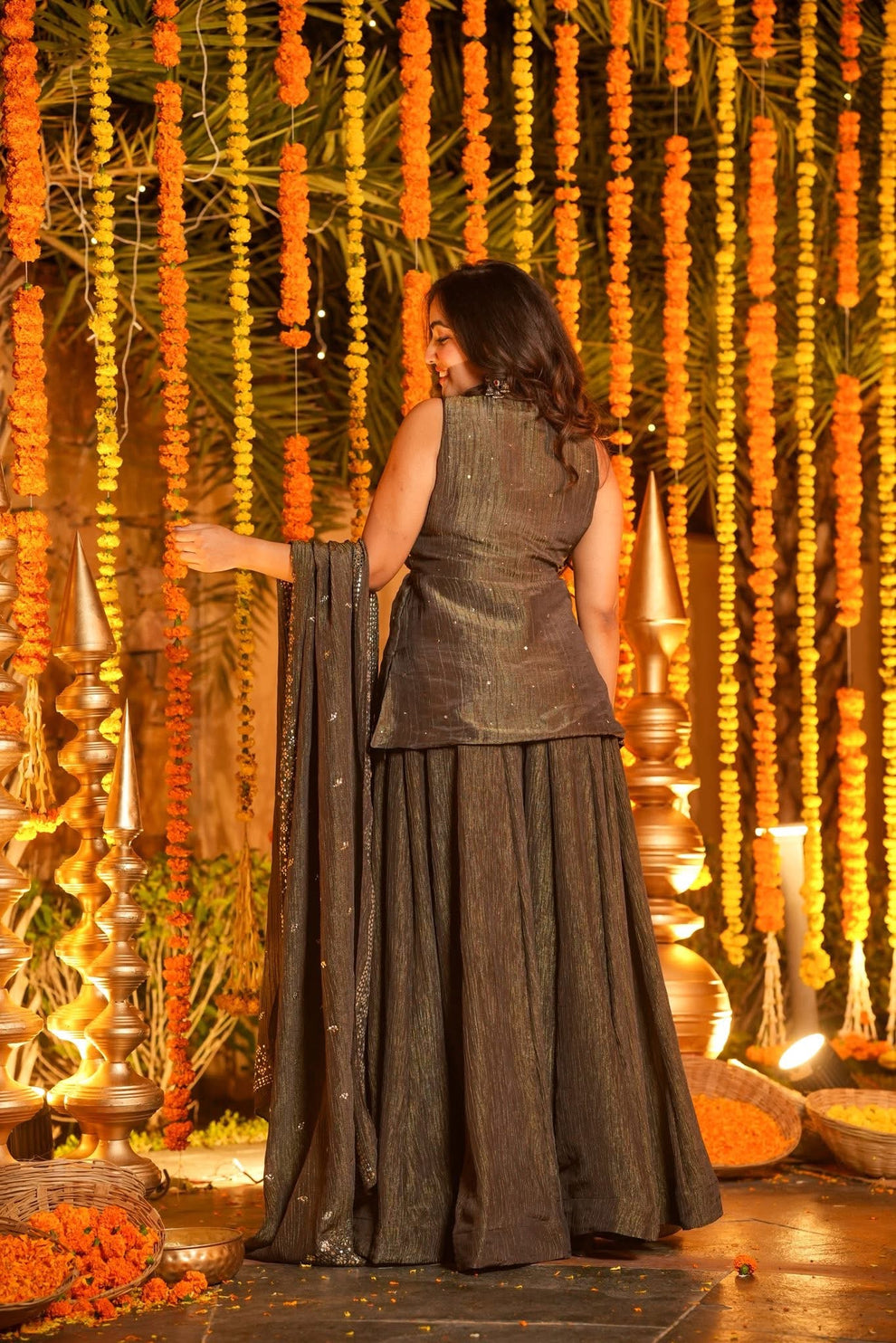 Earthy Crushed Cosmos Angarakha Kurta Set