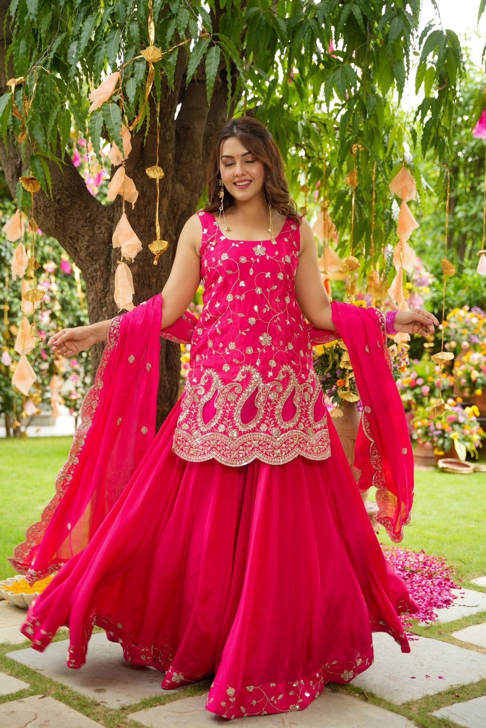 Sora Pink Sharara Set