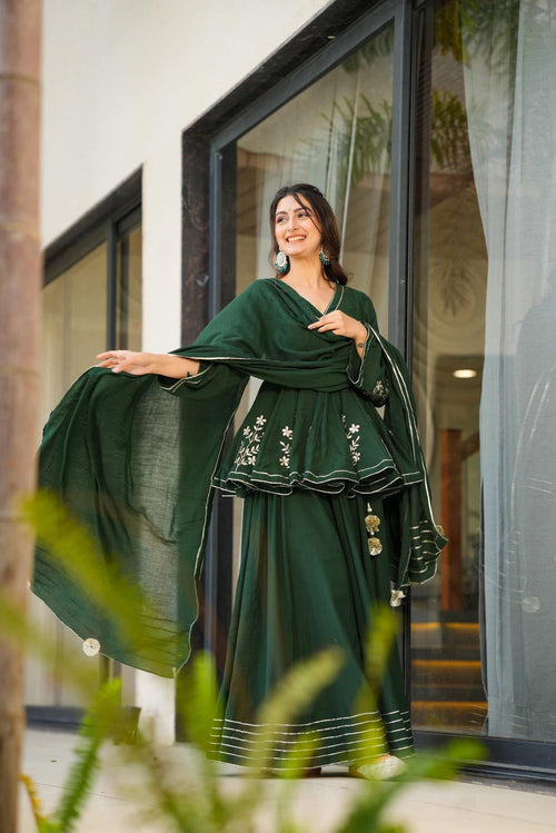 Bottle Green cosmos sharara set